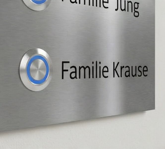 Zweifamilienhaus Klingelplatte Frankfurt 140 x 100 X 3mm V2A Edelstal kostenlose Lasergravur (LED we