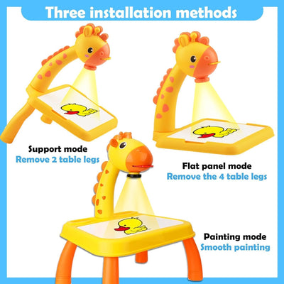 BARVERE Projektor Zeichentisch Kinder, Blau Maltafel Kinder, Tischplatte Smart Projektor Staffelei K