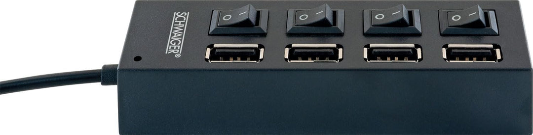 SCHWAIGER UH4 013 USB Hub USB-Verteiler Leiste 4-Fach USB 2.0A HighSpeed 480 Mbit/s Steckerleiste LE