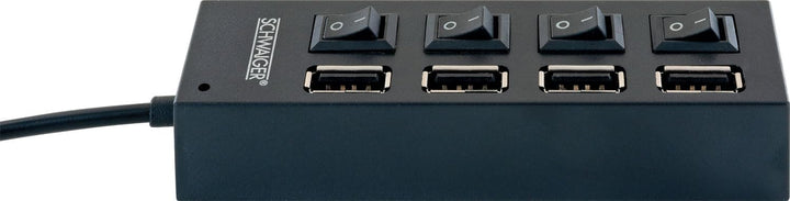 SCHWAIGER UH4 013 USB Hub USB-Verteiler Leiste 4-Fach USB 2.0A HighSpeed 480 Mbit/s Steckerleiste LE