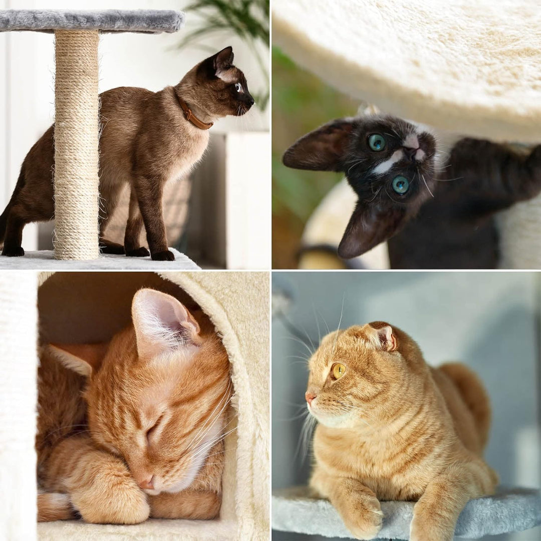 Fudajo Katzenkratzbaum in Dunkelgrau Kratzbaum 112cm hoch Kletterbaum mit Katzenhaus und Liegemulde