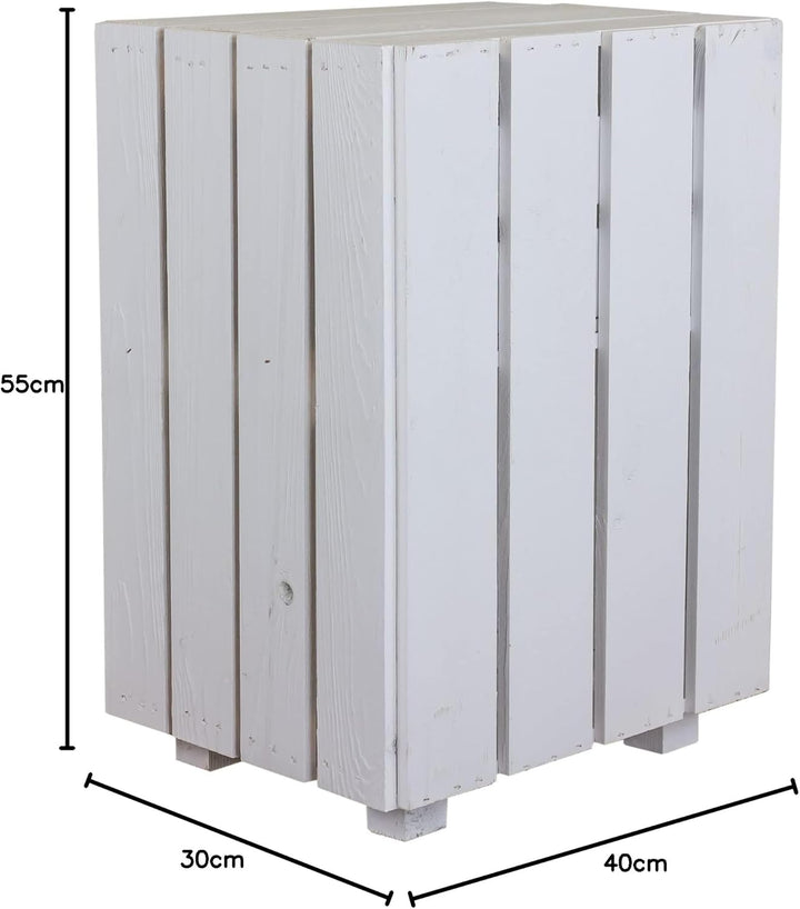 Kistenkolli Altes Land Nachttisch Abstelltisch weiss/geflammt mit Schublade ca 30x40x55cm Regalkiste