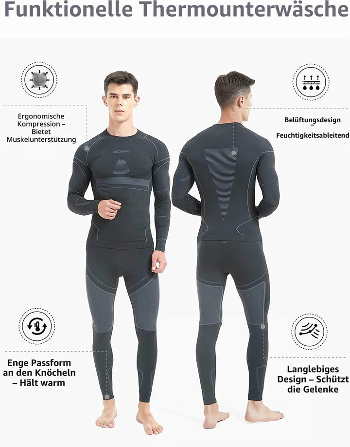 NOOYME Thermounterwäsche Herren Atmungsaktiv Thermoaktiv Funktionswäsche Herren Funktionsunterwäsche
