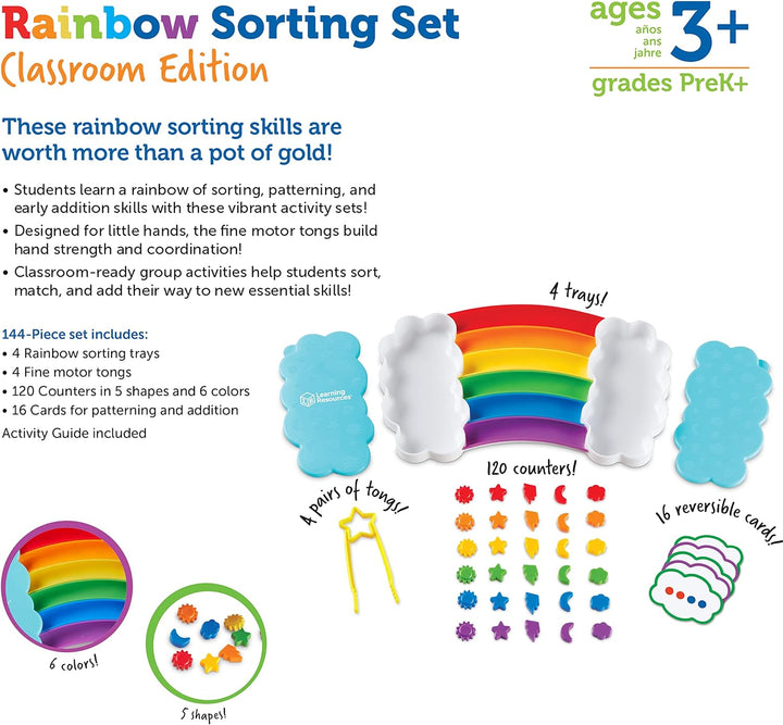 Learning Resources Regenbogen-Sortierset, Schulausgabe (4er-Set), Feinmotorisches Geschick, Sortiere