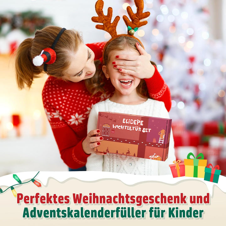 Wichtel Zubehör, 43 PCS Wichtel Set Weihnachten Komplett, Wichteltür Set mit Baustelle und Backset,