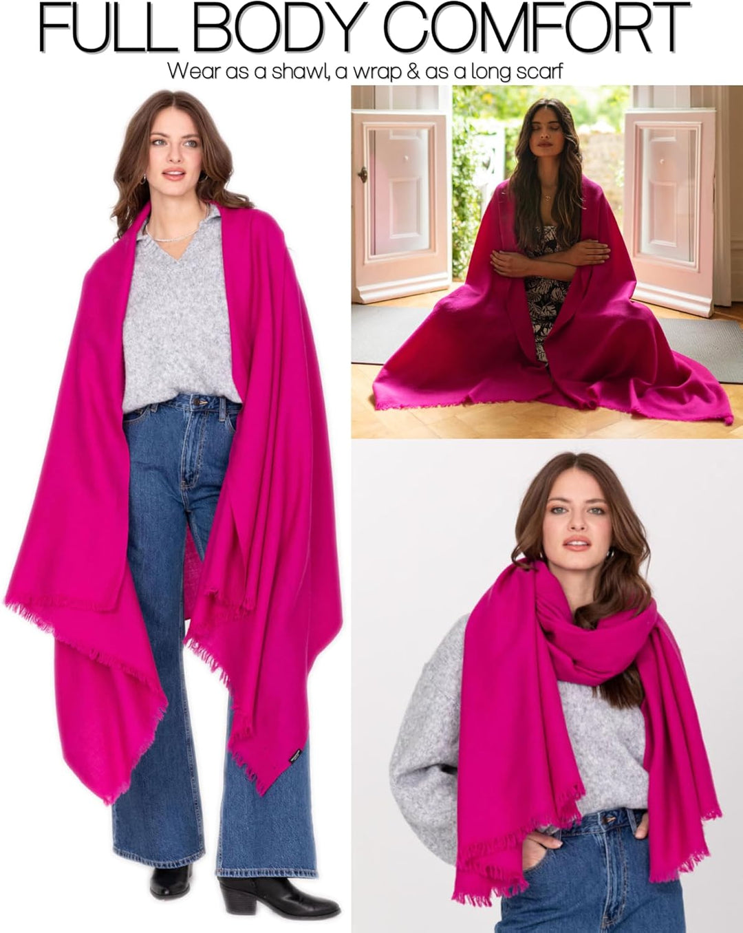 likemary Schals & Tücher für Damen – Grosser Multi-Use Wollschal & Reisedecke – Leichter, Warmer Dam