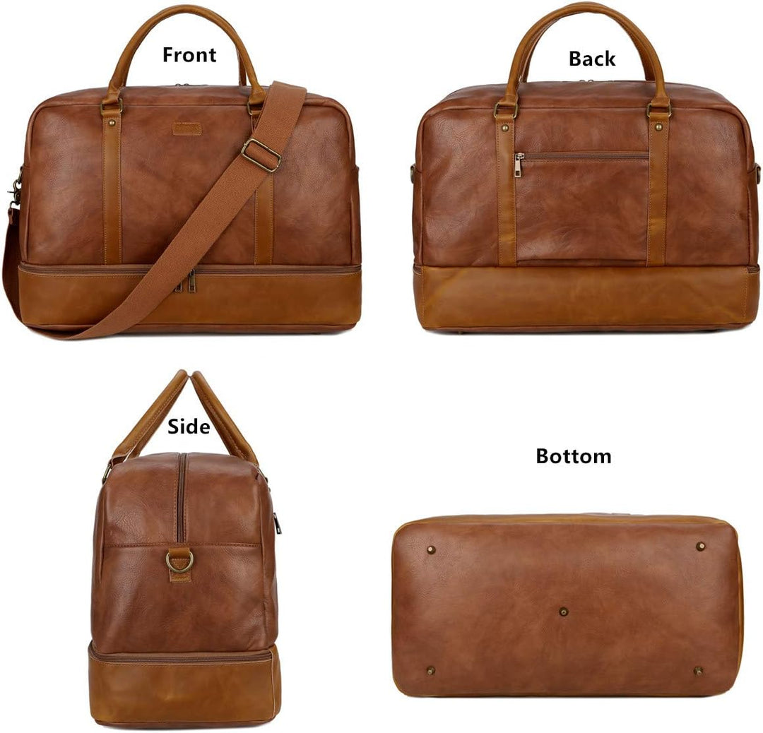 BAOSHA Gross PU Leder Reisetasche Handgepäck Travel Duffel Carry On Bag Weekender Tasche mit Schuhfa