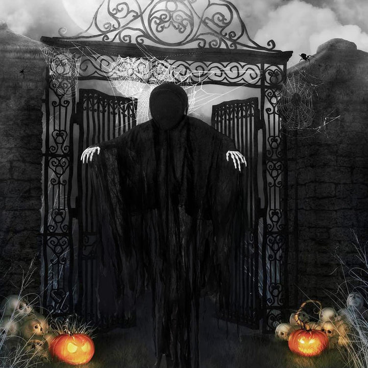 JOYIN 152,4 cm Halloween dunkler hängender Sensenmann, gesichtsloser Geist in schwarzer Horrorrobe f