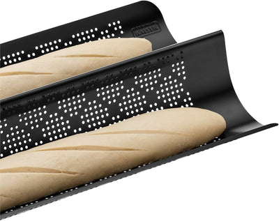Original Kaiser Inspiration Baguette Backblech perforiert 40,5 x 20cm, Baguette Backform für 2 Bague