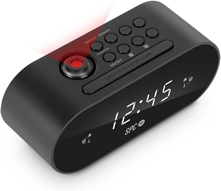 SPC Frodi Max - Kompakter Radiowecker mit einstellbarem Zeitprojektor, grosser Schlummer-/Schlaftast