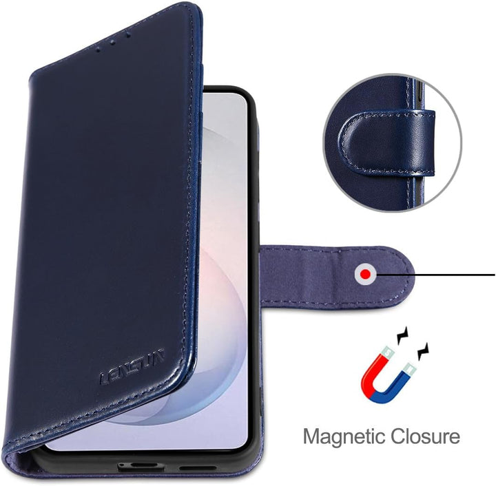 LENSUN Echtleder Handyhülle für Samsung Galaxy S26 5G, Lederhülle [Brieftasche][Bookstyle][Premium L