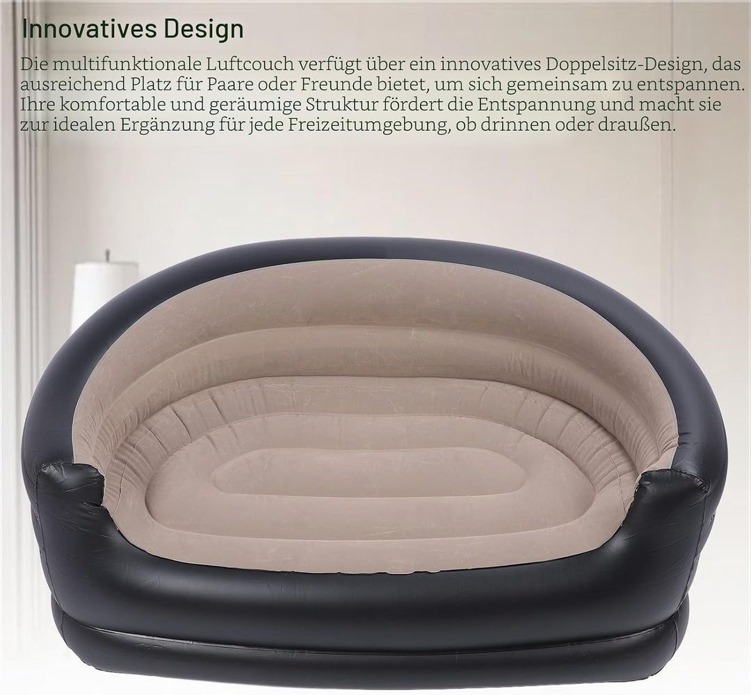 Luqeeg Floodable Blow -up Couch Lounger Zwei -Seater -Lounge -Stuhl für Erwachsene, Aufblasbare Couc