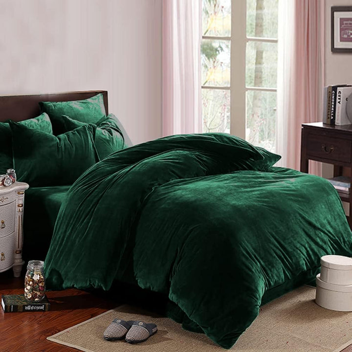 Michorinee 2er Set Warme Fleece Kissenbezug 40x80 cm Dunkelgrün Cashmere Touch Kuschelig Flauschig P