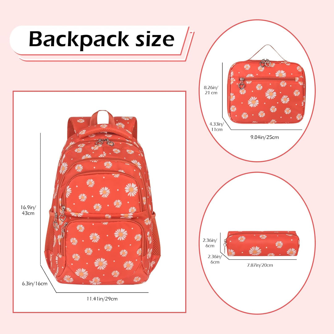 Schulrucksack Mädchen Teenager Damen Schultasche Rucksack Set Gänseblümchen Schulranzen für Mädchen