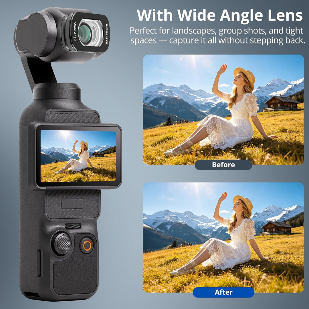 VUTALUXE CPL Schwarz Diffusionsfilter 1/4 VND2-32 Weitwinkelobjektiv für DJI Osmo Pocket 3 / Osmo Po