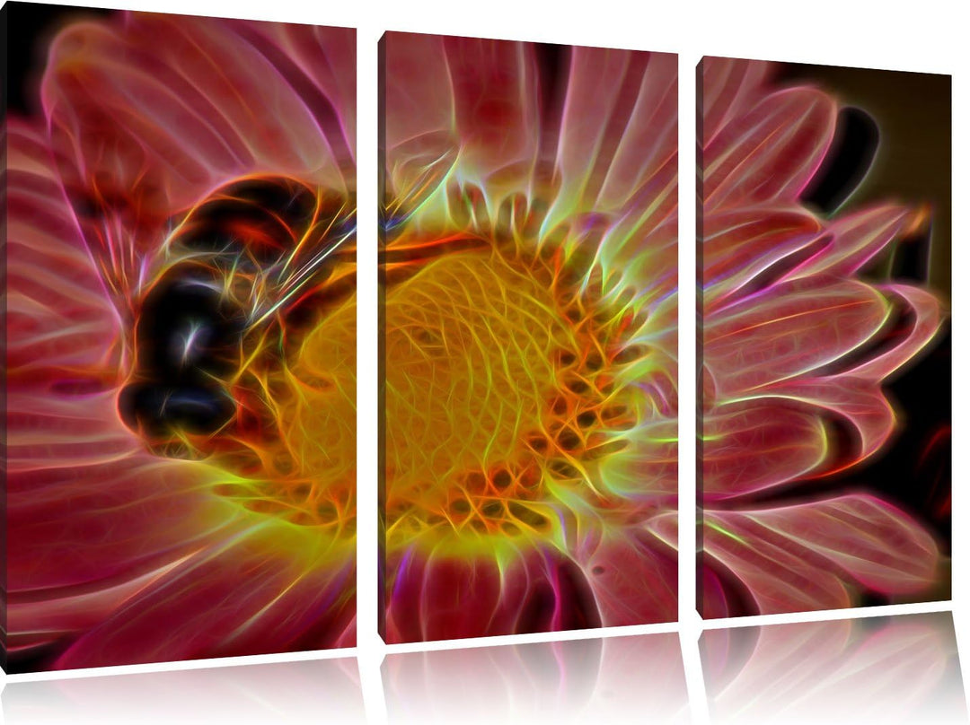 Biene auf Margarete NewArt 3-Teiler Leinwandbild 120x80 Bild auf Leinwand, XXL riesige Bilder fertig