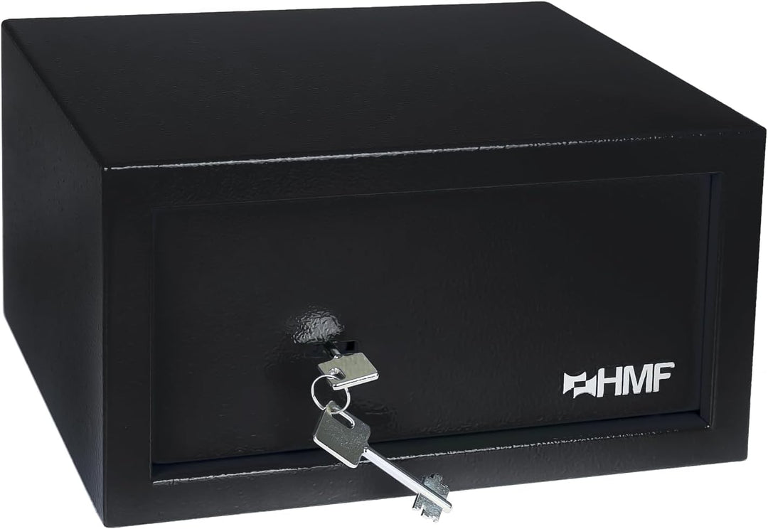 HMF 49217-02 Safe Tresor mit Schlüssel, Möbeltresor | 31 x 17 x 25 cm | Schwarz 31 x 17 x 25 cm Schw