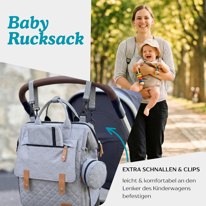Wickelrucksack mit Personalisierter Wickelunterlage, Wickeltasche Baby Gross, Babyrucksack für Unter