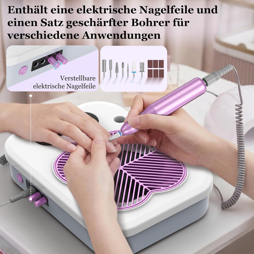 3-in-1 Staubabsaugung für Nägel mit elektrischer Nagelfeile und UV-LED Nagellampe: Einstellbarer Nag