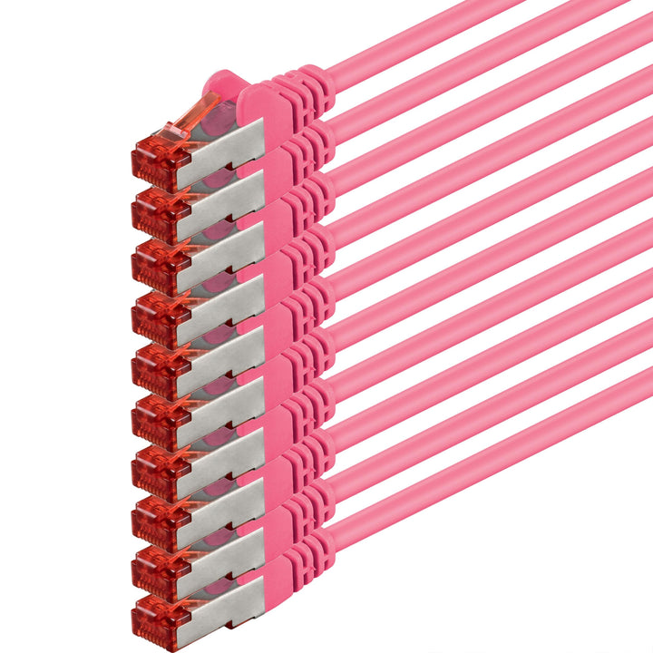 1aTTack.de 10x 0.25m Cat6 Cat.6 Ethernet-Kabel Cat 6 Netzwerk-Kabel Patch-Kabel RJ45 SFTP - Magenta