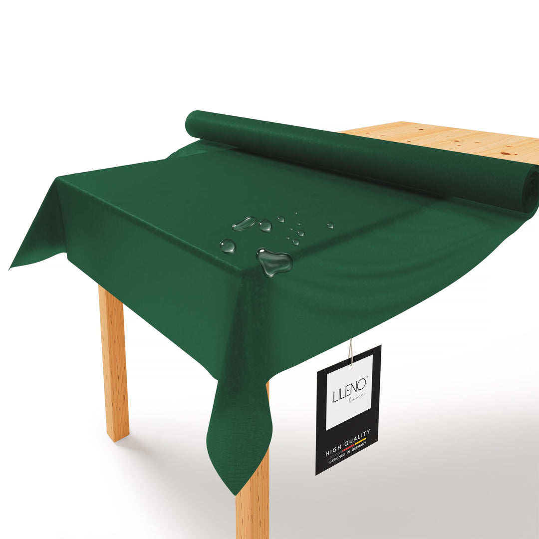 LILENO HOME Tischdeckenrolle 1,10 x 25 m - Tischdecke Grün aus Vlies - Stoffähnlich, abwaschbare Tis