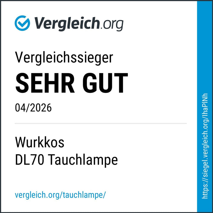 Wurkkos DL70 Tauchlampe, 13000 Lumen Tauchen Taschenlampe, 4*XHP50.2 (3V) LEDs Unterwasser Taschenla