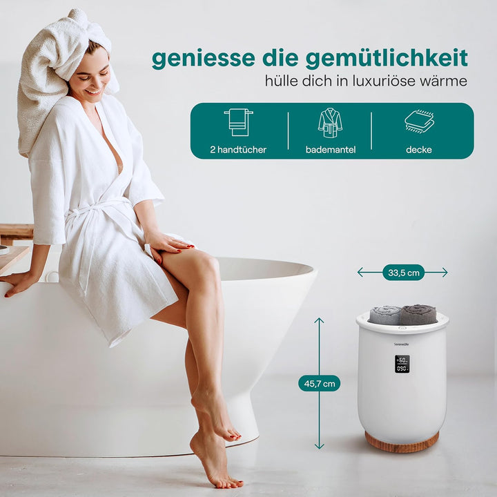 SereneLife Handtuchwärmer mit Digitalanzeige, weiss, grosser Handtuchwärmer für Spa und Badezimmer,