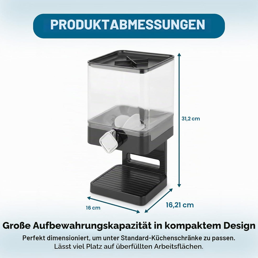 ZevrO 6 Single Kunststoff Compact Trockenfutter Spender, schwarz/transparent, Schwarz