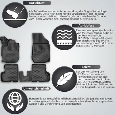 Element 2D Fussmatten für Toyota Hilux 2008->, 4 st. (TPE, hohe Haltbarkeit)