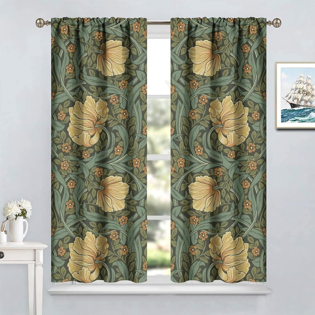 JESTRONRY Vorhänge im Vintage-Stil, Blumenmuster, für Wohnzimmer, Fensterbehandlungen, Schlafzimmer,