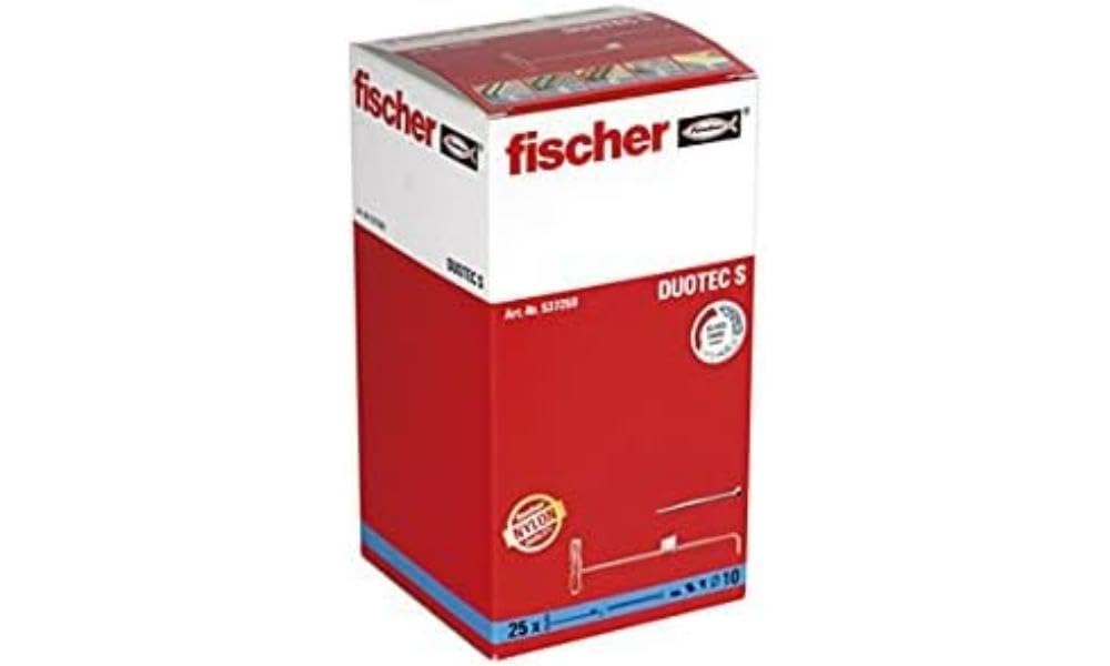 fischer - DuoTec Gipskartondübel, Schrauben und Dübel für Gipskarton, 10 mm, Box 25 Stück Schrauben