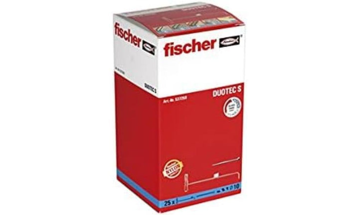 fischer - DuoTec Gipskartondübel, Schrauben und Dübel für Gipskarton, 10 mm, Box 25 Stück Schrauben