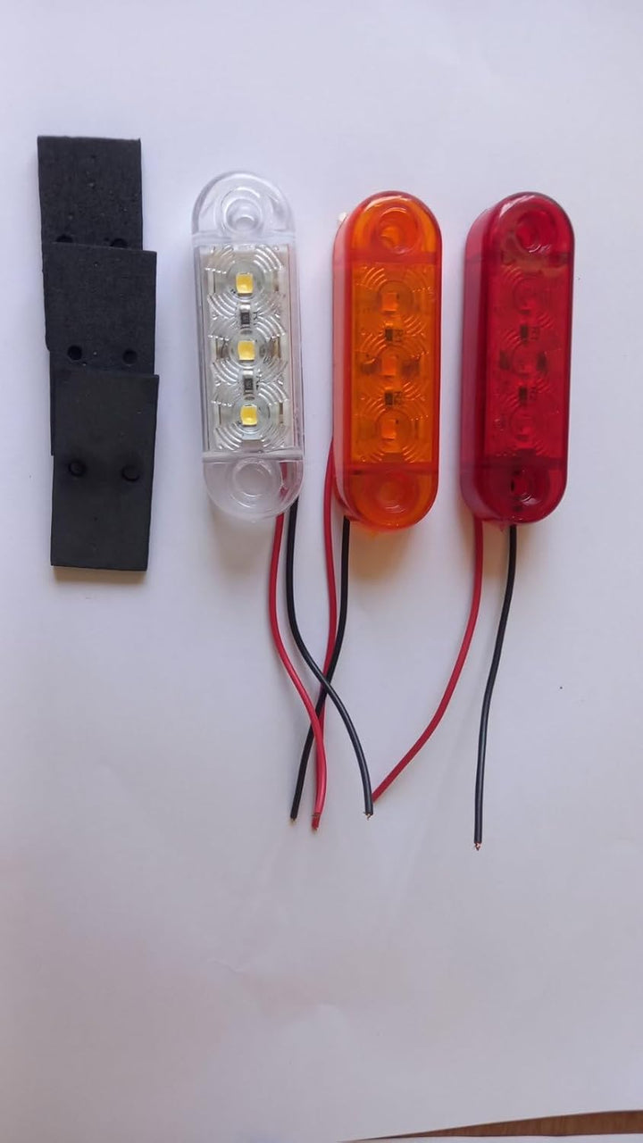 Formplas 30 Stücke LED Leuchten, Positionsleuchten LED, 3 SMD LED, Gelb, Rot, Weiss, Grösse: 65mm L