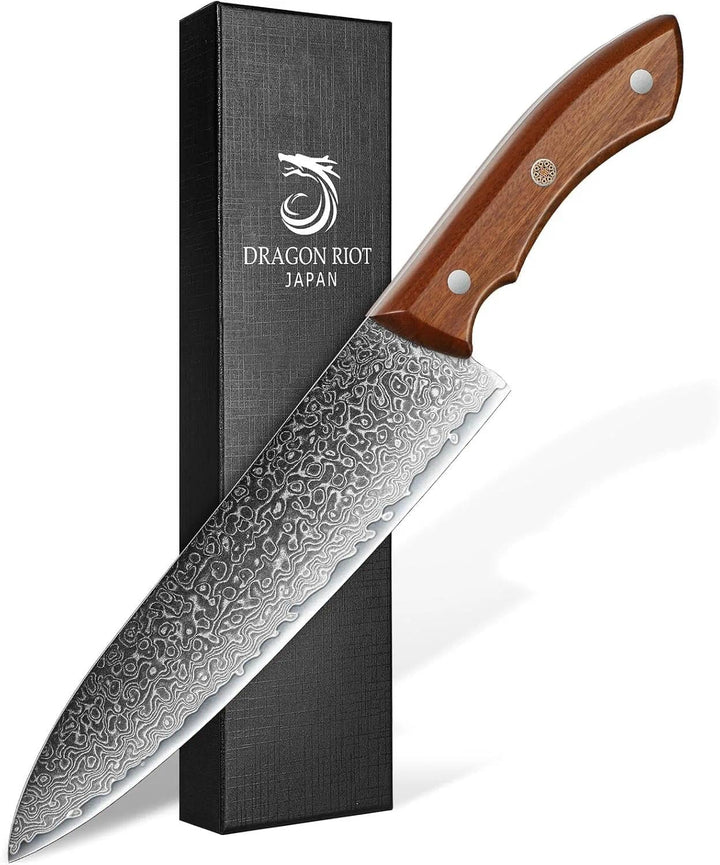 DRAGON RIOT Damastmesser, Kochmesser profi Messer, Damast Küchenmesser mit Geschenkbox, Handgeschmie