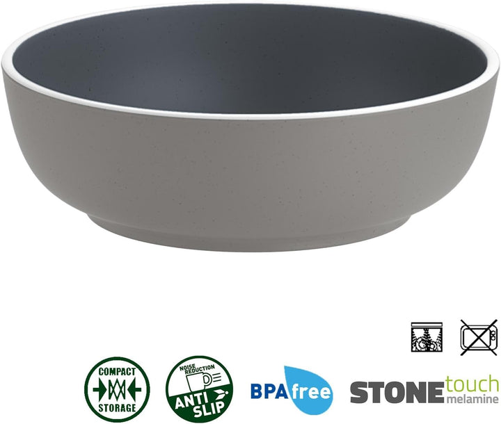 BRUNNER Camping-Geschirr-Set Melamin 2-4 Personen (12, 16 oder 36-teilig) Trilogy Dark - Stapelbar,