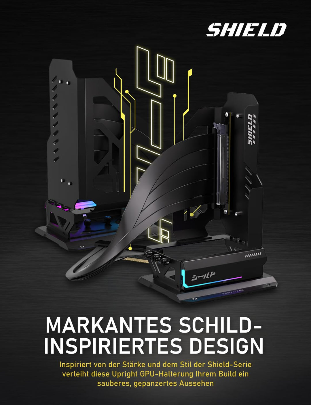 EZDIY-FAB Shield ARGB Aufrechte GPU-Halterung mit PCIe 5.0 Riser–Vertikalhalterung für RTX 50 Serie,