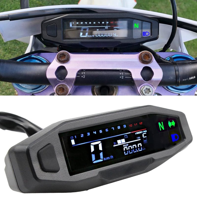 Shkalacar Motorrad Digitaler Tachometer, Drehzahlmesser mit 1-6 Gang LCD Display, Blinker, Hintergru