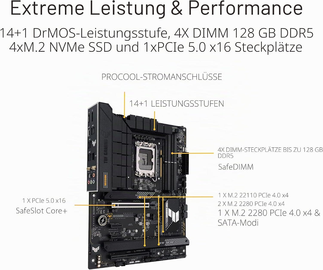 ASUS TUF GAMING H770-PRO WIFI Mainboard Sockel Intel LGA 1700 (Intel H770, ATX, PCIe 5.0, DDR5-Speic
