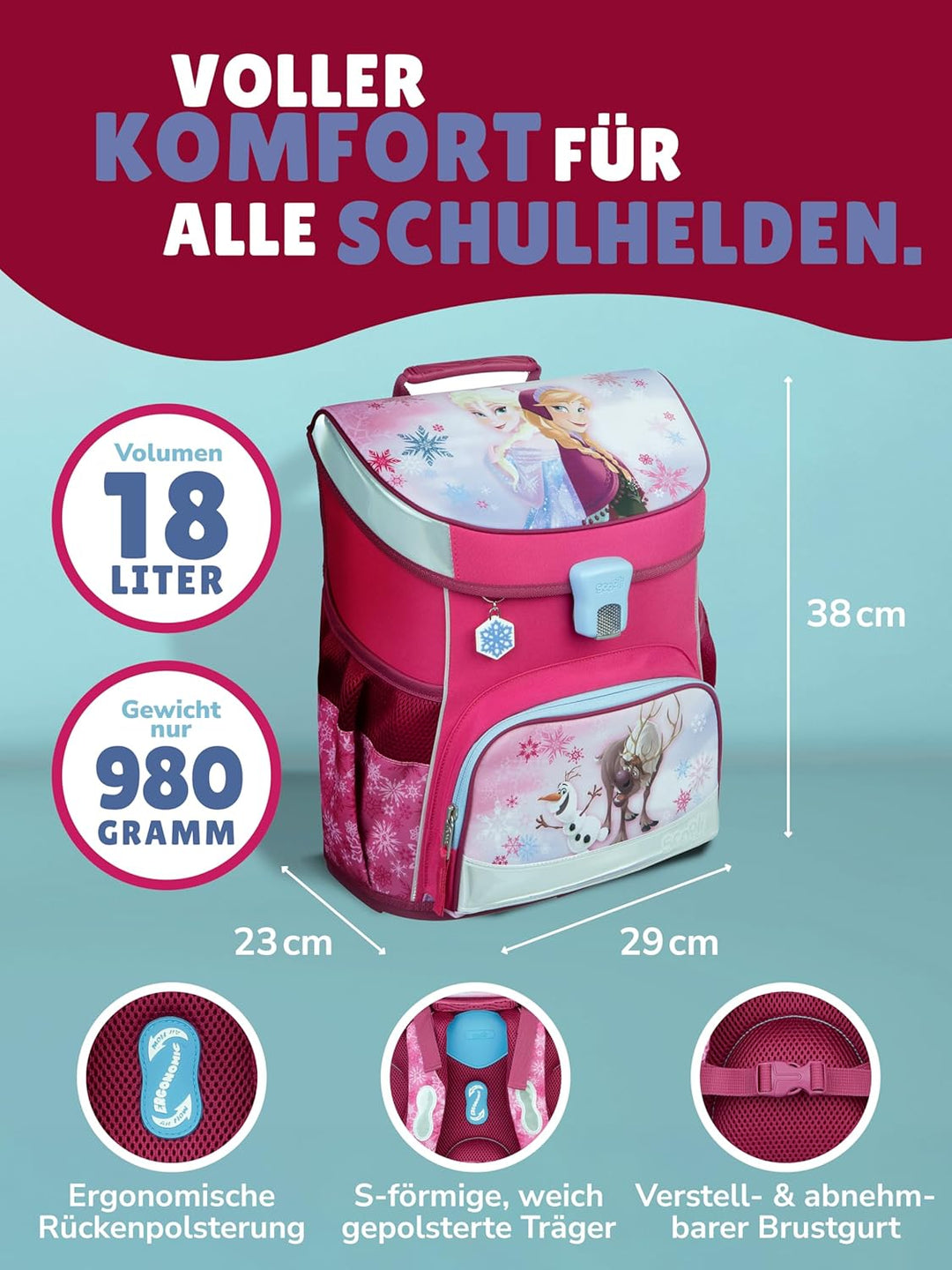 Disney die Eiskönigin Anna & Elsa Schulranzen-Set 9-tlg. Scooli Campus Fit Frozen Magic mit Sporttas