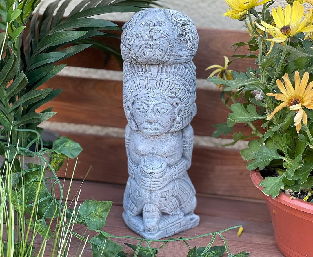 stoneandstyle Steinskulptur Steinfigur Azteken Totem frostfest wetterfest Tikki Steinguss