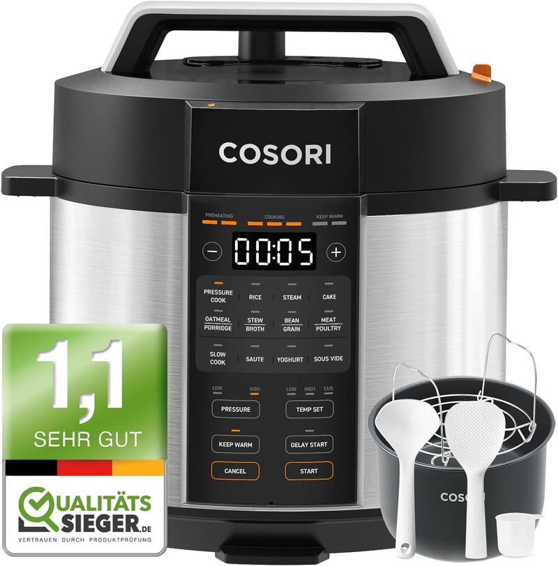 COSORI Schnellkochtopf, 9-in-1, Multikocher mit 14 Funktionen, 5,7 L Pressure Cooker, Reiskocher, Da