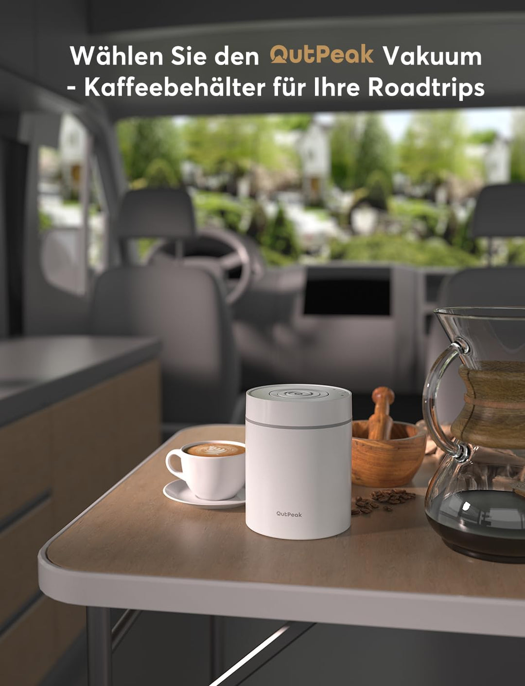 OUTPEAK Neo 2025 Kilo Auto-Vakuum-Kaffeedose, 1,5 l Fassungsvermögen für 500 ml Kaffeebohnen, Ein-Kn
