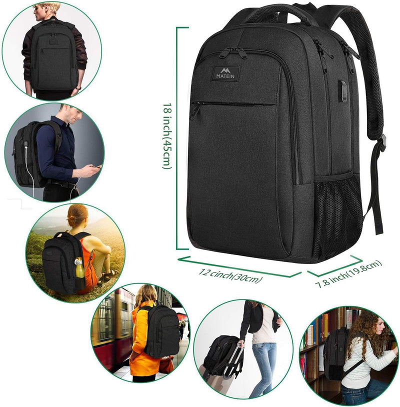 MATEIN Business Laptop Rucksack 15,6 Zoll Reise Laptop Tasche Rucksack mit USB Ladeanschluss Wassera