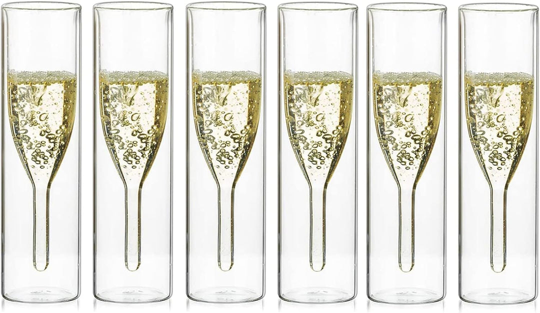 Sziqiqi Massive Doppelwandige Champagnerglas Kristallgläser, Classics Tulip Goblet Stemless Clear Gl