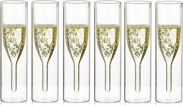 Sziqiqi Massive Doppelwandige Champagnerglas Kristallgläser, Classics Tulip Goblet Stemless Clear Gl