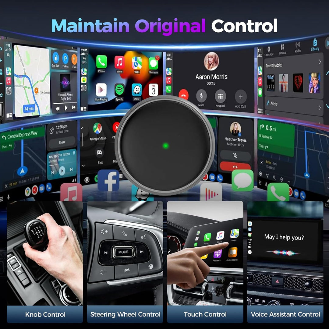 2026 Wireless Carplay & Android Auto Adapter 2-in-1, 2.4+5.0 GHz WiFi Android Auto Adapter, Plug and