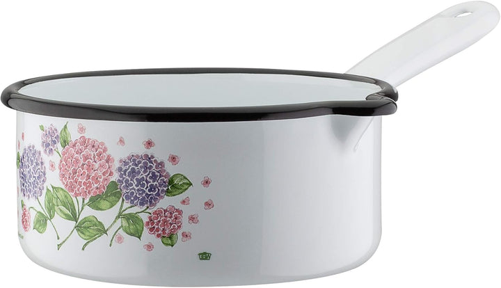 GSW 189972 Kochtopf-Set Hortensie 6-tlg, Stahl-Emaille, Kunststoff, weiss