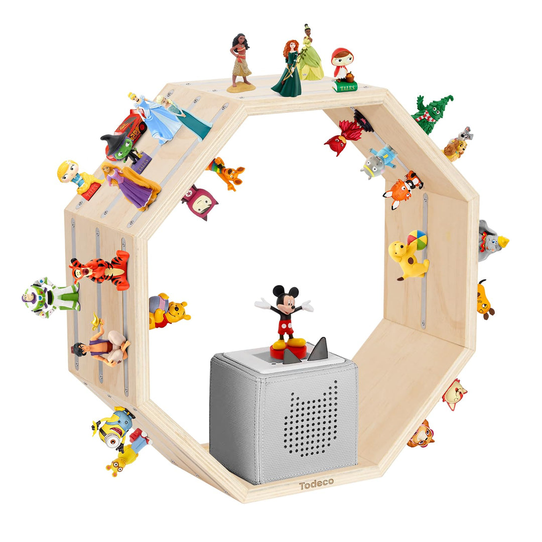 Todeco Tonie-Regal für Toniebox Hörfiguren, Magnetische Aufbewahrung für 60-70 Tonie, Wandregal und