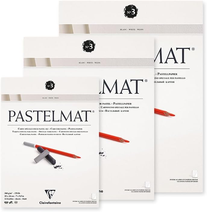 Clairefontaine 96028C Zeichenblock Pastelmat (kopfseitig geleimt, 12 Blatt, 24 x 30 cm, 360 g, mit 4