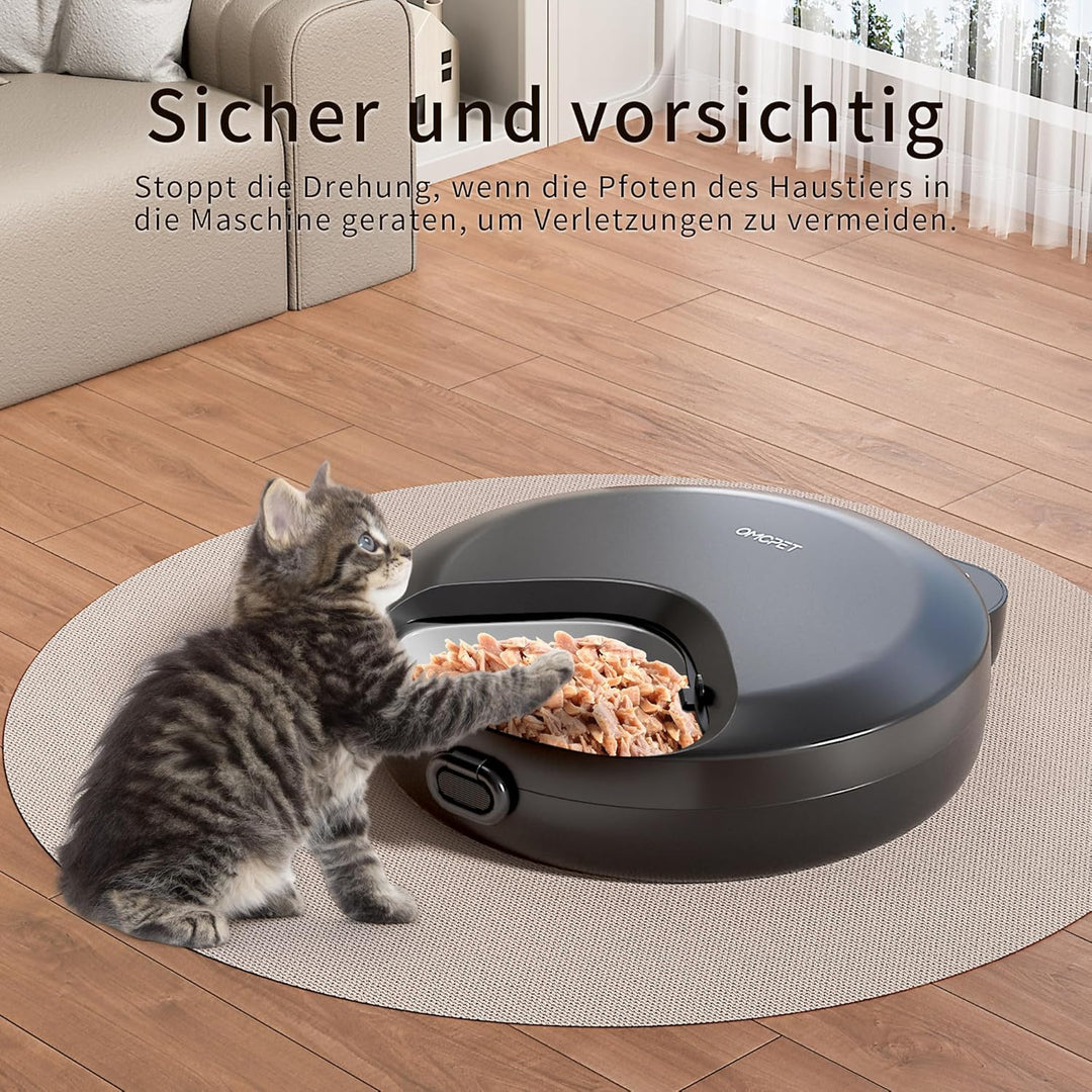 Nassfutterautomat, batteriebetriebener automatischer Katzenfutterautomat, 8oz*4 Mahlzeiten mit zeitg